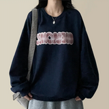 モコチェックエンブロイダリールーズフィットスウェットシャツ