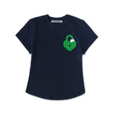Heartlock Dot Crop T-shirt (Navy)
