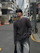 Fog lip zip-up knitwear