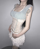 pre lace puff top (4colors)