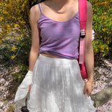 [MADE]Blueberry Punching Striped Semi-Crop Sleeveless Top (2 Colors) 
