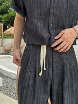 Olin linen indigo half shirts