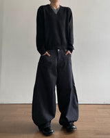 Tartan Curved Denim Pants