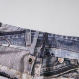 Printed Belt Denim Mini Skirt 232730519