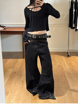 [Unisex] ステッチブーツカットデニムパンツ