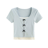 Lina Ribbon Layered Crop Top