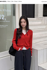 Motif Raglan V-neck Knit Cardigan (6color)