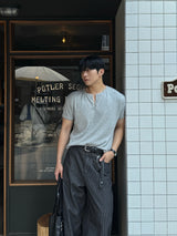 OSフックヘンリーネック半袖Tシャツ