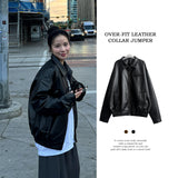 Renba Overfit Zipper Leather Jumper