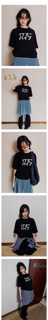 ミックスロゴTシャツ - ブラック