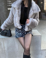 Mink crop fur jacket