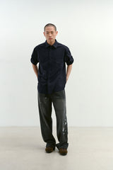 エイジスプラッターカーペンターデニムパンツ(Washed Black)