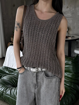 Gray washed damage wide pants