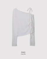 One Shoulder Slit Slim T-shirt (5color)