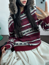 ノルディックスノーフラワーディアニット🦌❤💙🩶3COLOR