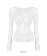 Slim Rib Button Top (3color)