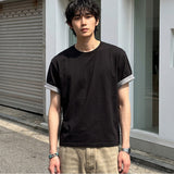 Rolled-Sleeve Cropped Short-Sleeve T-Shirt Black