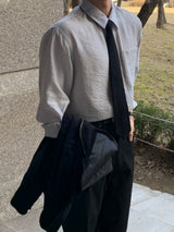 ピアストライプクロップドシャツ