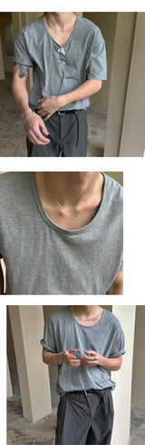 [BASIC ITEM]ソフトuネックハーフtシャツ