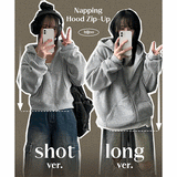 [Short and long 2 versions *Special gift!] Fluff Hooded Zip-Up Jk