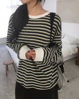 キバストライプオーバーサイズフィットロングスリーブTシャツ