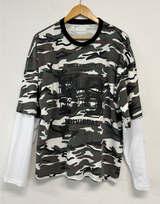 ミリタリーレイヤードオーバーフィットロゴスリーブTシャツ 🩶💚🤍2カラー