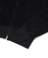 Women’s Velvet Crop Hooded Zip-Up Black