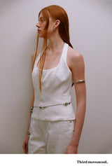 Shell Leather String Belt (Black)
