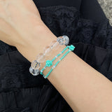 ローズフィットビーズブレスレット ミントグリーン ダブルレイヤースタイル