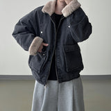 Boer fur lining denim mustang