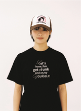 カーリーテキストTシャツ - ブラック