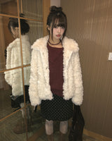 Reon Collar Quilted Fur Half Jacket