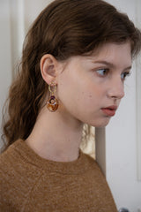 Brown marble pendant oval drop earring