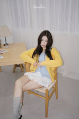 yellow wool lovely long-sleeved cardigan