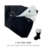 Winter folding dumble suede buckle belt knee high long boots (2 colors)