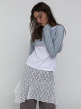 Floral Lace Midi Skirt_White