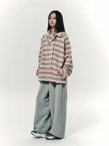STRIPE COLLAR JACKET PINK
