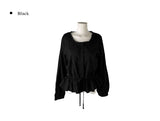 Ash Lace Waist Ribbon Strap Blouse