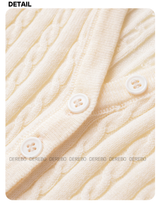 wool button twist embroidered long-sleeved knitwear