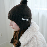 Folded Bell Earflap Beanie (Brown)