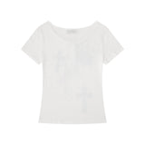 エローラ ラインストーン クロス Tシャツ