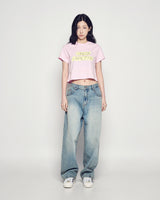 25FW WOMAN クラウドフォントクロップ半袖Tシャツ ライトピンク