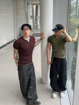 No.1810 slit waffle slim half T (5color)