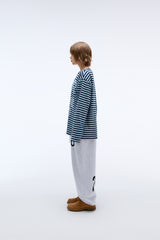 Weekend warrior typography printing stripe long sleeve (Sky-blue)