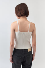 Square Neck Knit Top / White