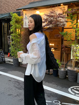 [MADE] Lelun Summer See-Through Stripe Shirt