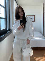 City Metal Eyelet One Off-Shoulder Brushed Sweatshirt