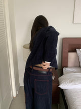 Penny Red Stitch Raw Wide Denim Pants