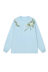 フローラルエンブロイダードオーバーサイズ長袖Tシャツ