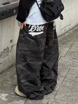camo hip patch wide pants